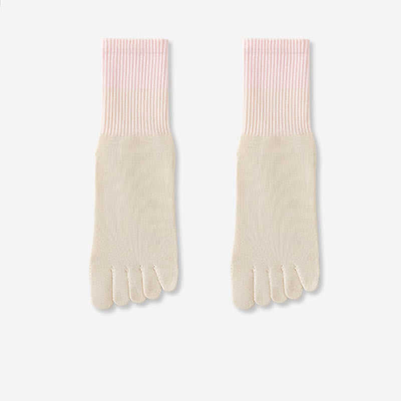 Chaussettes de sport et de yoga Olivenorma mi-mollet à cinq orteils et dégradé - Abricot - 2 paires - image 11