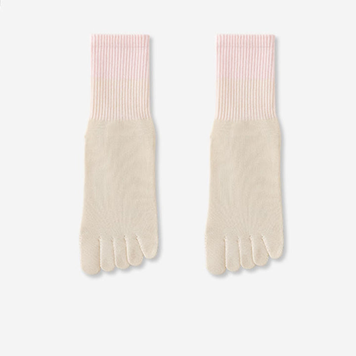 Chaussettes de sport et de yoga Olivenorma mi-mollet à cinq orteils et dégradé - Abricot - 2 paires - image 11