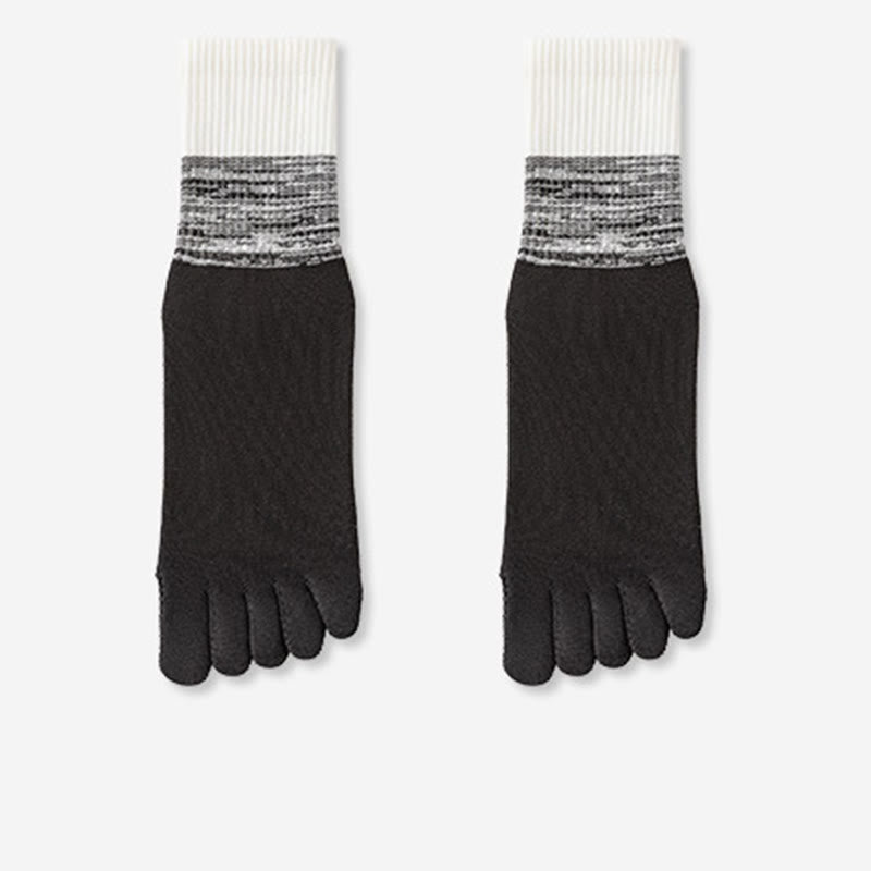 Chaussettes de sport et de yoga Olivenorma mi-mollet à cinq orteils et dégradé - Noir - 2 paires - image 3