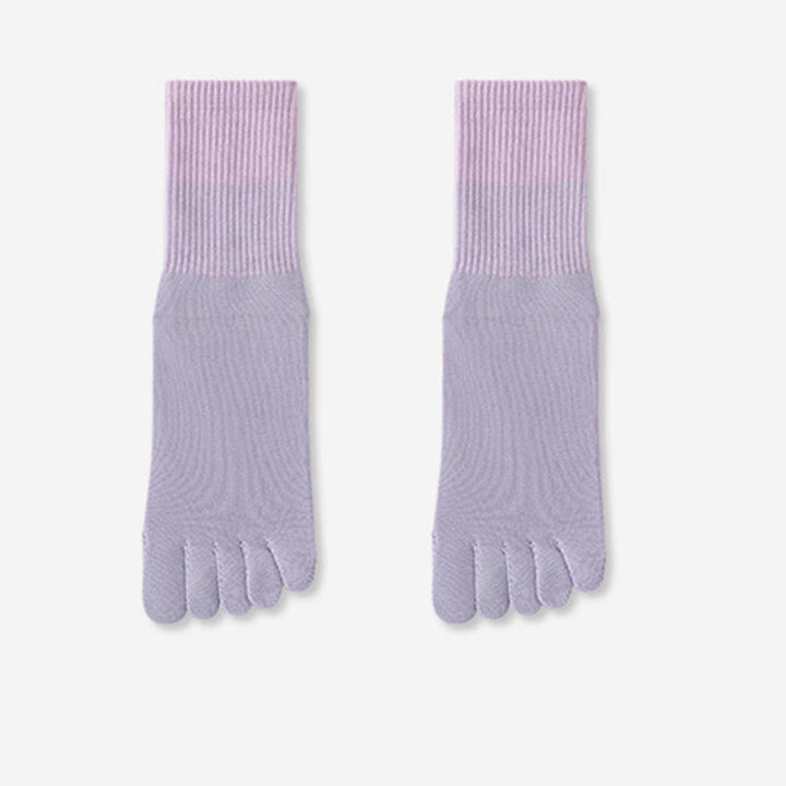 Chaussettes de sport et de yoga Olivenorma mi-mollet à cinq orteils et dégradé - Violet - 2 paires - image 13