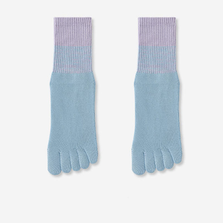 Chaussettes de Pilates Olivenorma respirantes, antidérapantes, à cinq orteils et mi-mollet, avec séparation des orteils. - Bleu - 10 paires - image 5