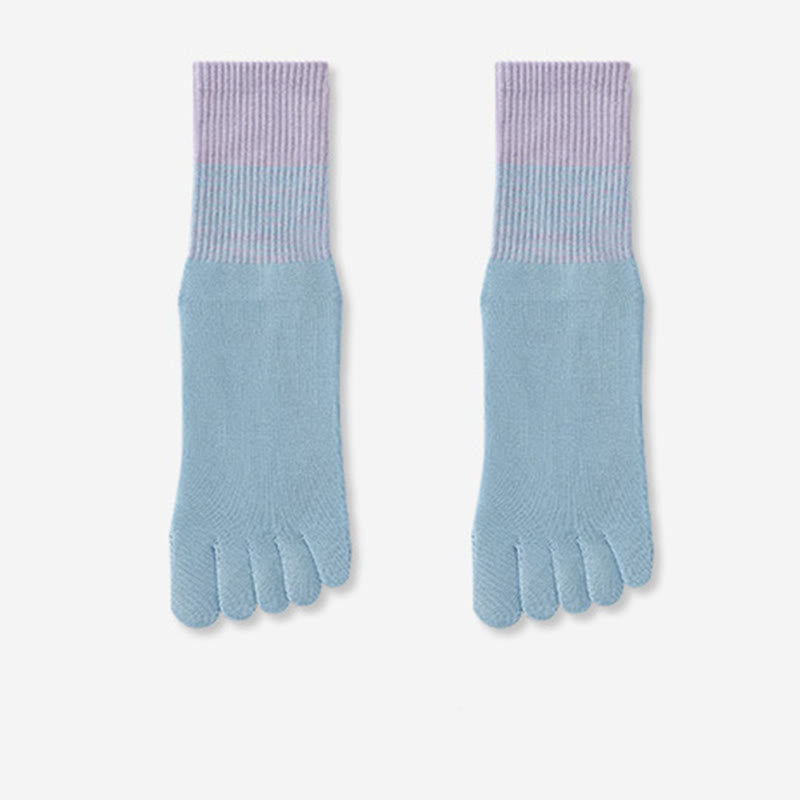 Chaussettes de sport et de yoga Olivenorma mi-mollet à cinq orteils et dégradé - Bleu - 2 paires - image 5