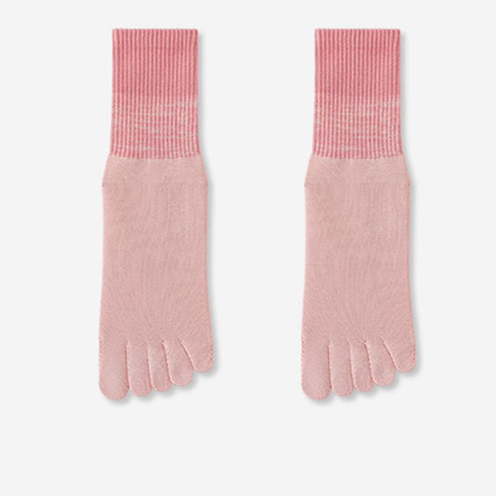 Chaussettes de Pilates Olivenorma respirantes, antidérapantes, à cinq orteils et mi-mollet, avec séparation des orteils. - Rose - 10 paires - image 1