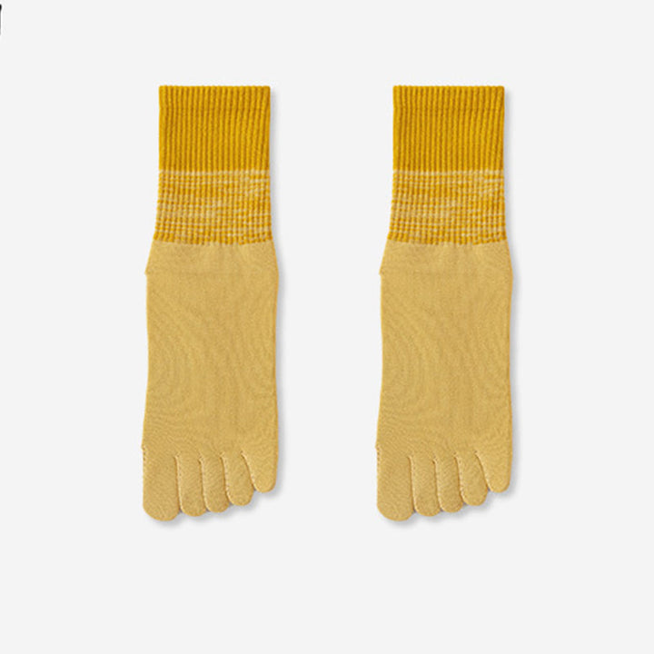 Chaussettes de sport et de yoga Olivenorma mi-mollet à cinq orteils et dégradé - Jaune - 2 paires - image 4