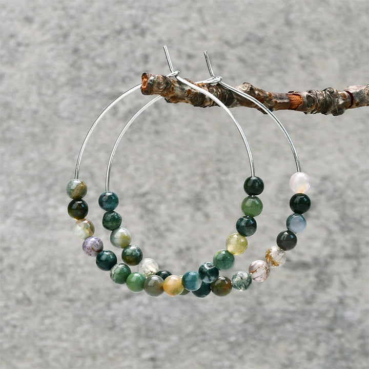Ensemble de bijoux Olivenorma en perles d'agate indienne naturelle, tissé à la main, composé de 3 pièces - Boucles d'oreilles - image 1