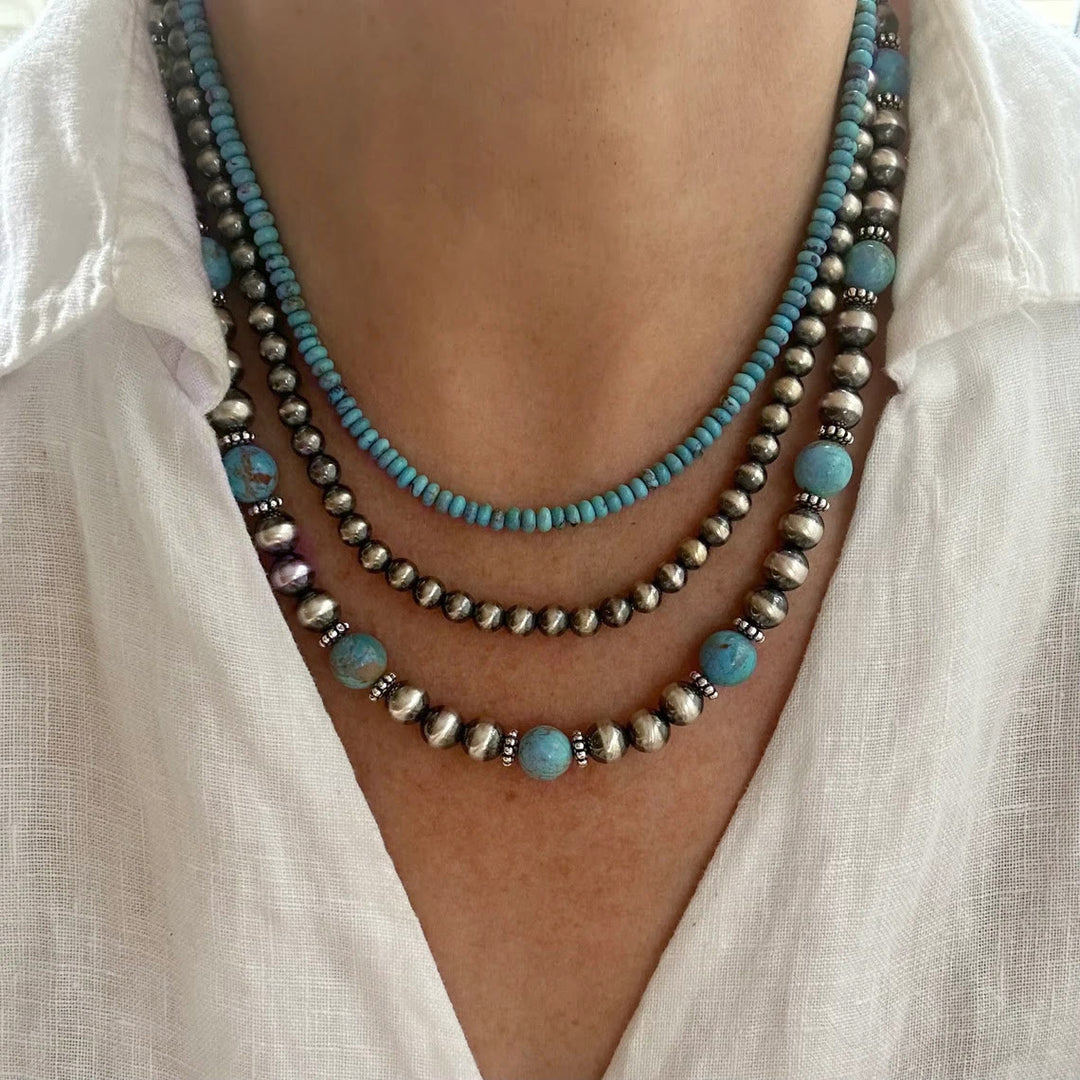 Collier Olivenorma style Navajo turquoise à plusieurs rangs - image 0