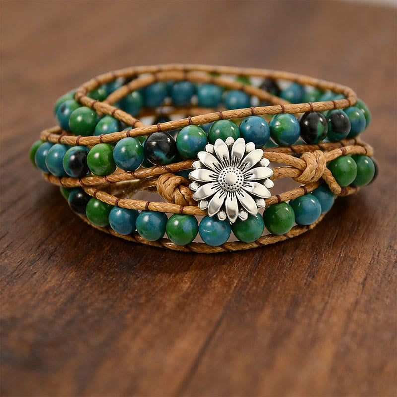 Bracelet Olivenorma Multi-Style Bohème Tissé à la Main - Chrysocolle - image 3