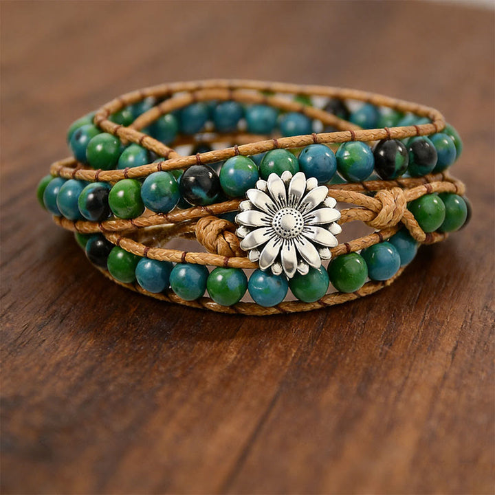 Bracelet Olivenorma Multi-Style Bohème Tissé à la Main - Chrysocolle - image 3