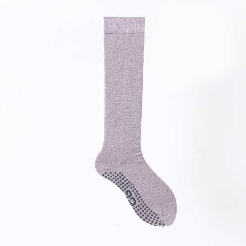Chaussettes de Pilates et de fitness Olivenorma, couleur unie, mi-mollet, antidérapantes, en coton respirant pour un confort et un maintien optimaux, idéales pour le yoga. - Lotus Gris Violet - 10 paires - image 18