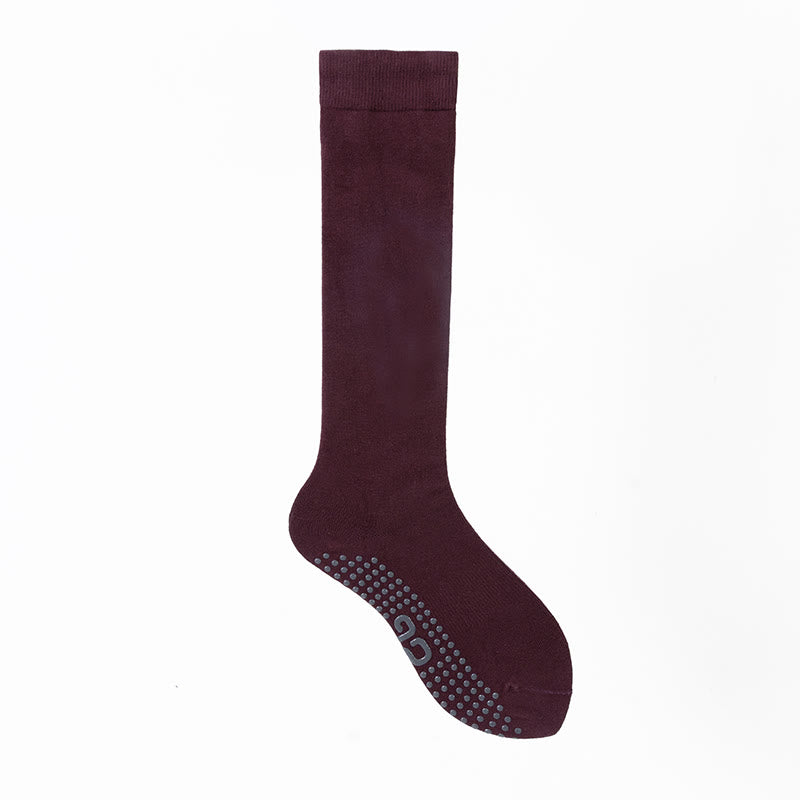 Chaussettes de Pilates et de fitness Olivenorma, couleur unie, mi-mollet, antidérapantes, en coton respirant pour un confort et un maintien optimaux, idéales pour le yoga. - Rouge foncé - 10 paires - image 23