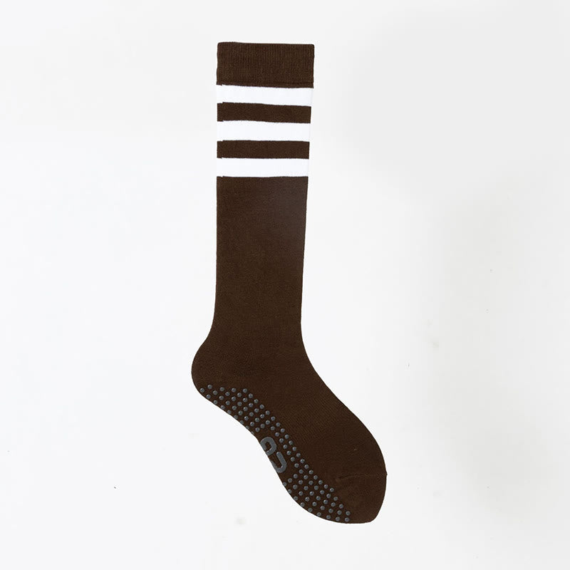 Chaussettes de sport et de yoga Olivenorma unies, antidérapantes, pour mollet. - Café rayé - 8 paires - image 43