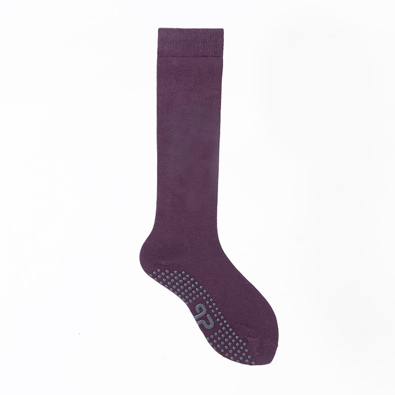 Chaussettes de Pilates et de fitness Olivenorma, couleur unie, mi-mollet, antidérapantes, en coton respirant pour un confort et un maintien optimaux, idéales pour le yoga. - Violet profond - 10 paires - image 20