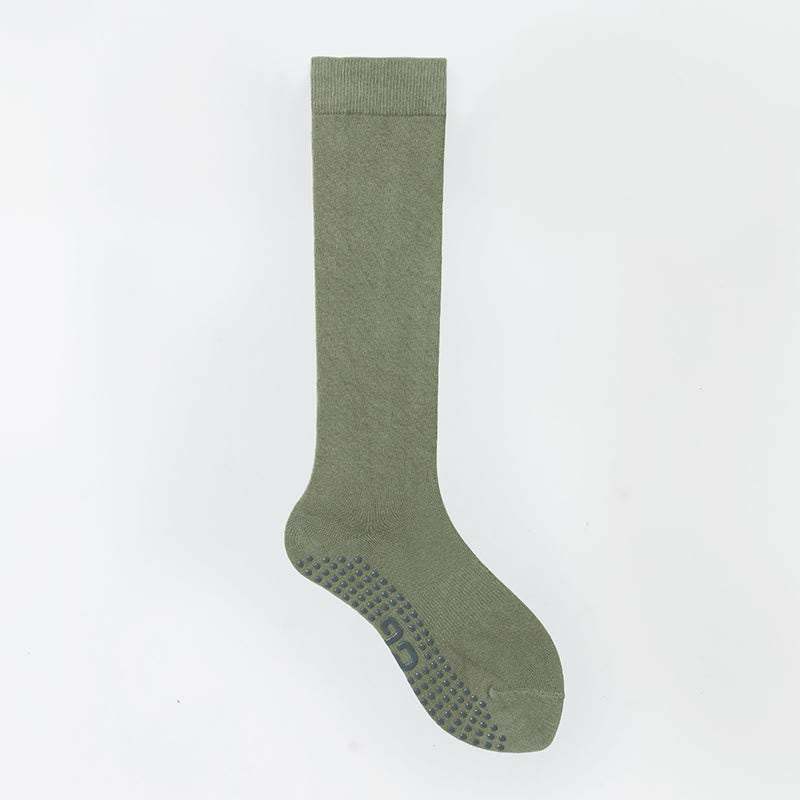 Chaussettes de Pilates et de fitness Olivenorma, couleur unie, mi-mollet, antidérapantes, en coton respirant pour un confort et un maintien optimaux, idéales pour le yoga. - Vert matcha - 10 paires - image 34