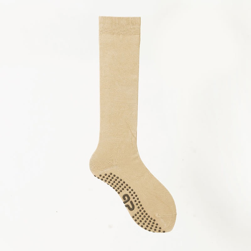 Chaussettes de Pilates et de fitness Olivenorma, couleur unie, mi-mollet, antidérapantes, en coton respirant pour un confort et un maintien optimaux, idéales pour le yoga. - Nu - 10 paires - image 28