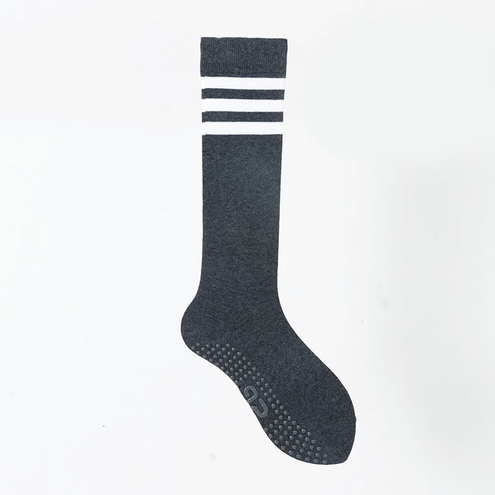 Chaussettes de Pilates et de fitness Olivenorma, couleur unie, mi-mollet, antidérapantes, en coton respirant pour un confort et un maintien optimaux, idéales pour le yoga. - Rayé gris - 10 paires - image 42
