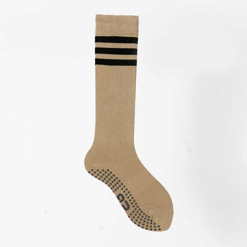 Chaussettes de Pilates et de fitness Olivenorma, couleur unie, mi-mollet, antidérapantes, en coton respirant pour un confort et un maintien optimaux, idéales pour le yoga. - Kaki rayé - 10 paires - image 44