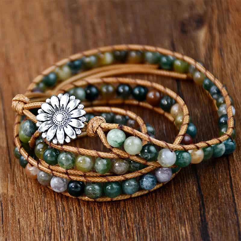 Bracelet Olivenorma en agate indienne tissée à la main, multicouche et empilable - Agate d'Inde - image 1