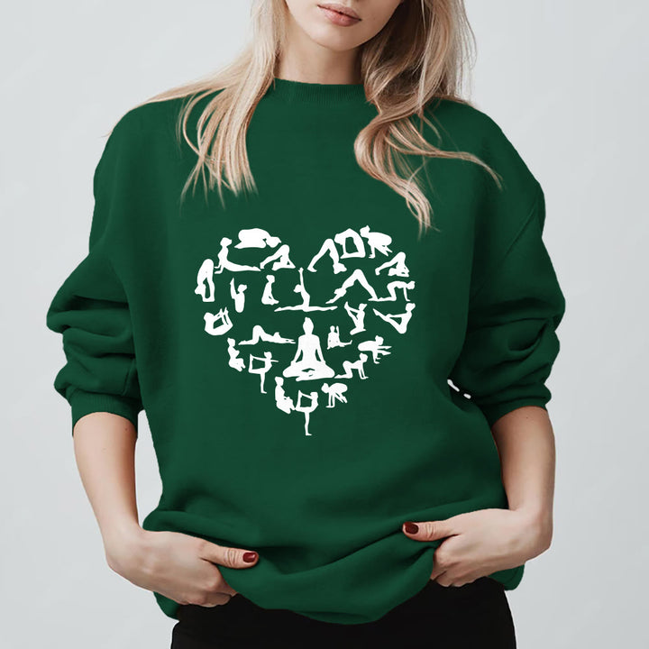 Sweat-shirt Olivenorma Heart Namaste Yoga Méditation Bien-être Mental à col rond - Vert - 2XL - image 13