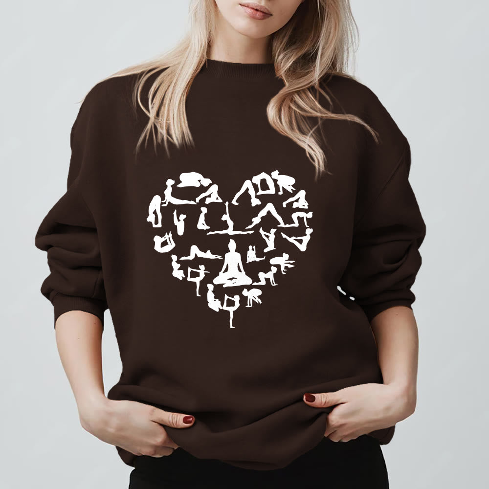 Sweat-shirt Olivenorma Heart Namaste Yoga Méditation Bien-être Mental à col rond - Brun - 2XL - image 3