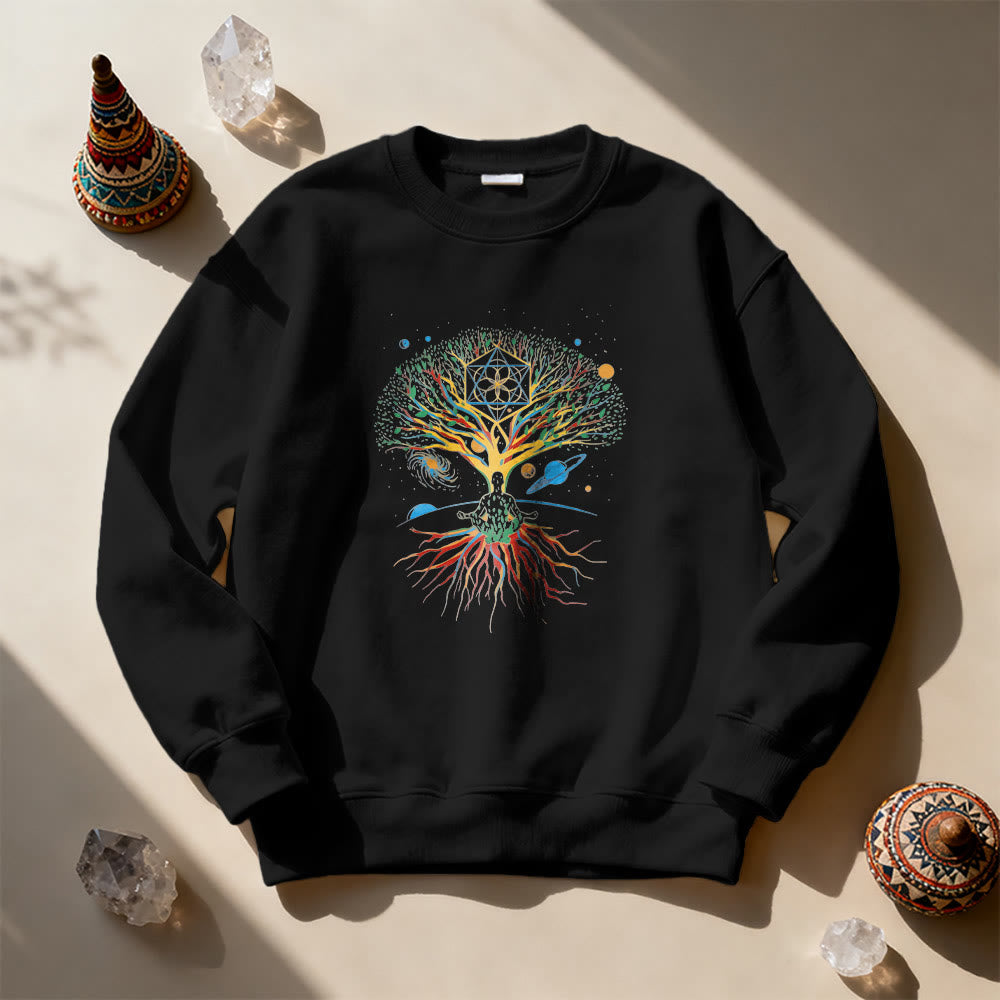 Sweat-shirt Olivenorma Tree Meditation Universe Spiritual Mindfulness - image 1