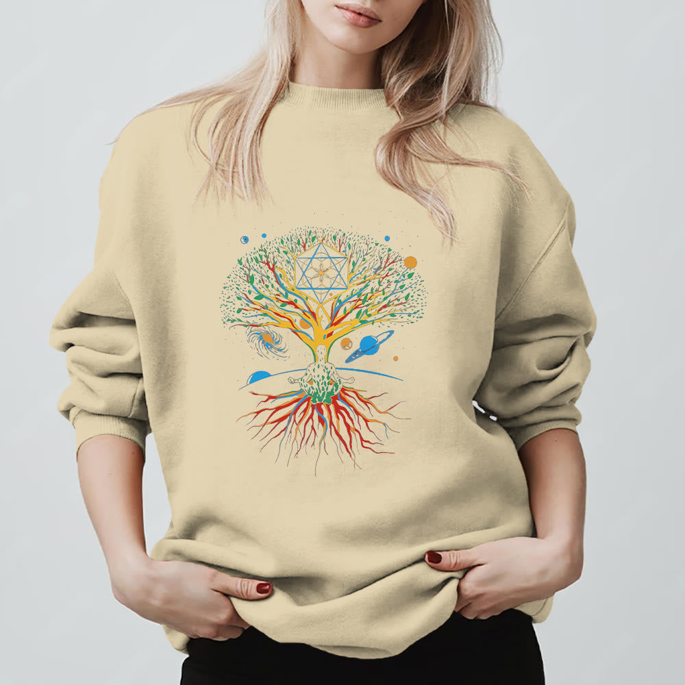 Sweat-shirt Olivenorma Tree Meditation Universe Spiritual Mindfulness - Jaune clair - 2XL - image 3