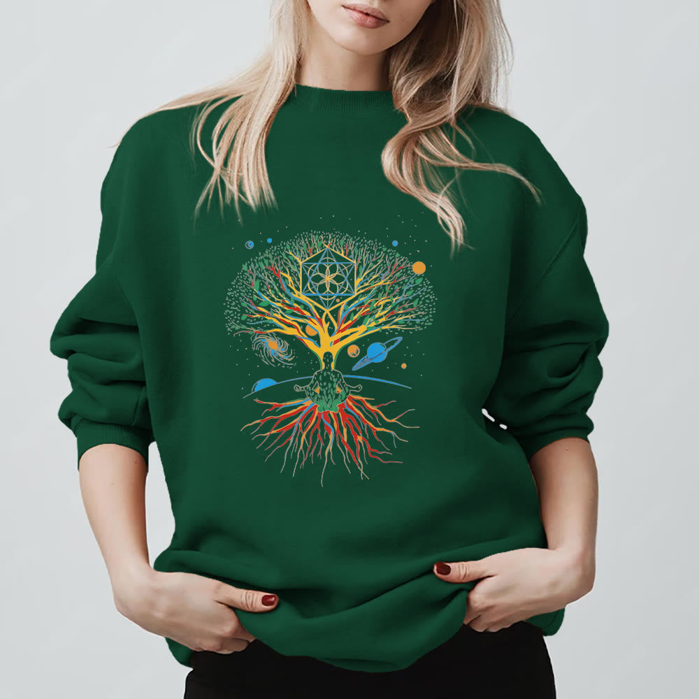 Sweat-shirt Olivenorma Tree Meditation Universe Spiritual Mindfulness - Vert - 2XL - image 13