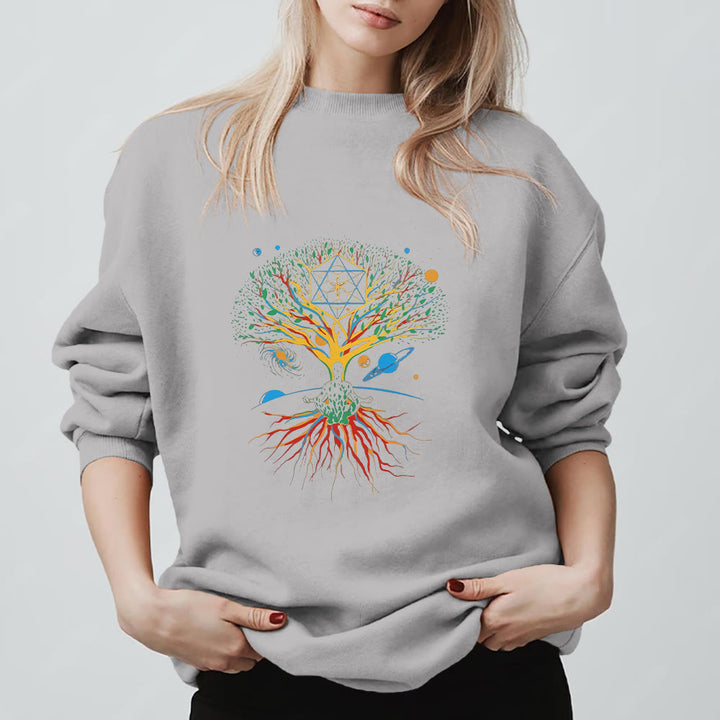 Sweat-shirt Olivenorma Tree Meditation Universe Spiritual Mindfulness - Gris - 2XL - image 7
