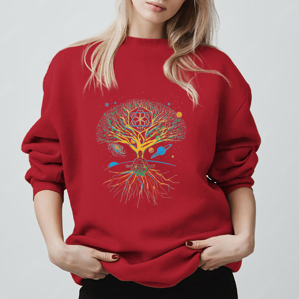 Sweat-shirt Olivenorma Tree Meditation Universe Spiritual Mindfulness - Rouge - 2XL - image 11