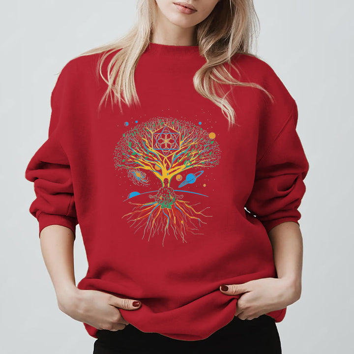 Sweat-shirt Olivenorma Tree Meditation Universe Spiritual Mindfulness - Rouge - 2XL - image 11