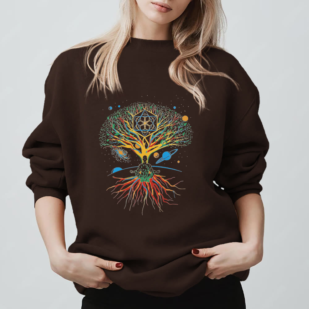 Sweat-shirt Olivenorma Tree Meditation Universe Spiritual Mindfulness - Brun - 2XL - image 5