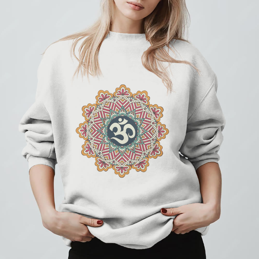 Sweat-shirt Olivenorma Om Mandala Géométrie Sacrée Yoga Méditation Pleine Conscience - Blanc - 2XL - image 1