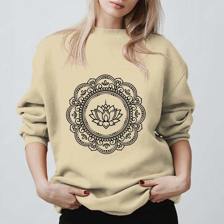Sweat-shirt géométrique Olivenorma Mandala Boho Spirituel Yoga Méditation - Jaune clair - 2XL - image 0