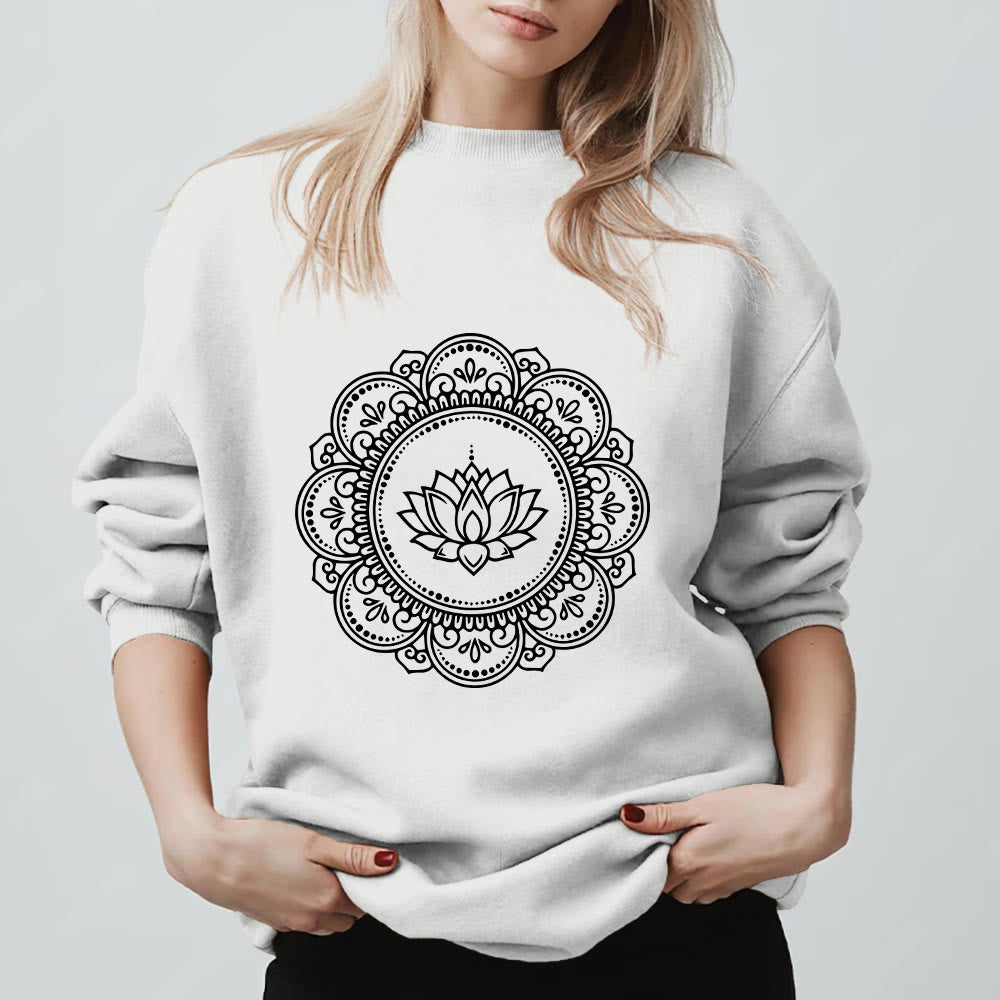 Sweat-shirt géométrique Olivenorma Mandala Boho Spirituel Yoga Méditation - Blanc - 2XL - image 9