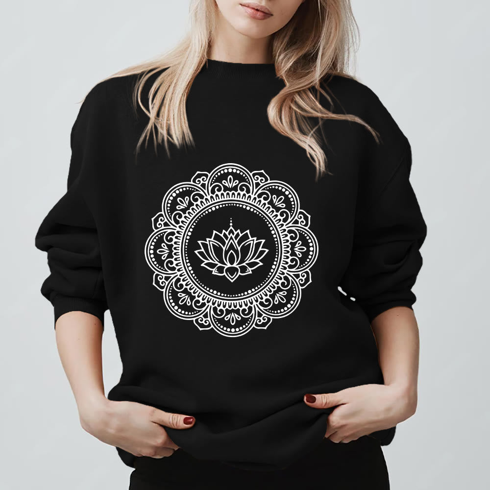 Sweat-shirt géométrique Olivenorma Mandala Boho Spirituel Yoga Méditation - Noir - 2XL - image 5