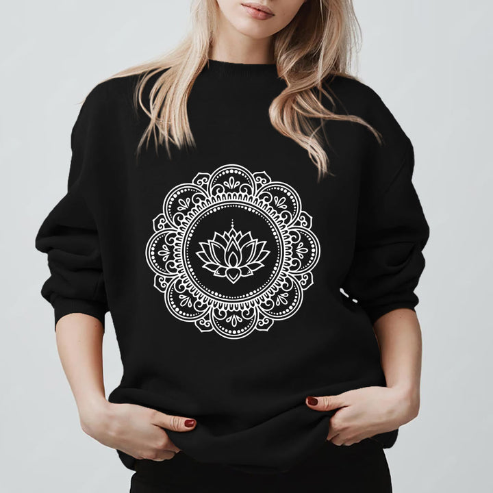 Sweat-shirt géométrique Olivenorma Mandala Boho Spirituel Yoga Méditation - Noir - 2XL - image 5
