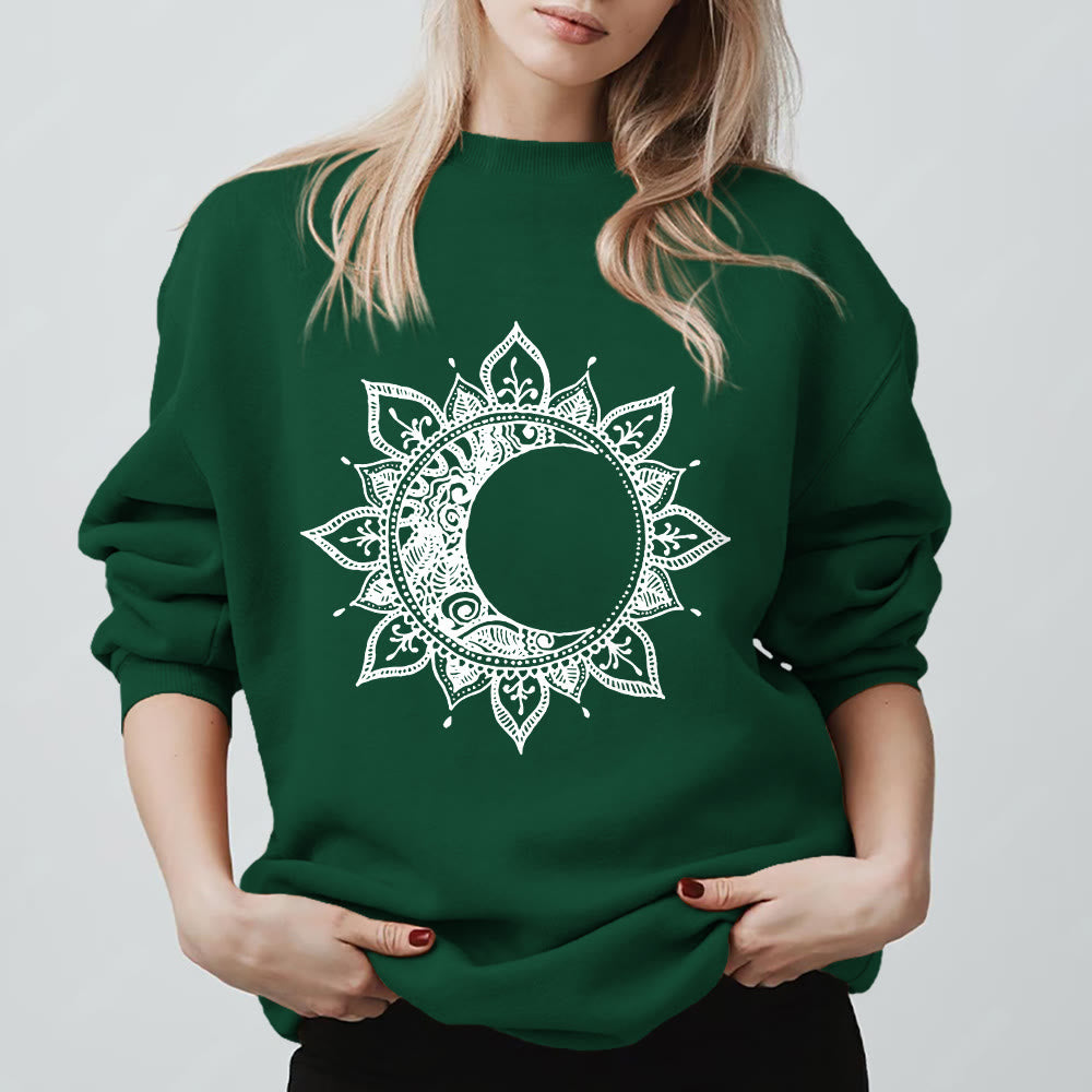 Sweat-shirt Olivenorma Mandala Soleil et Lune Boho Méditation Spirituelle - Vert - 2XL - image 13