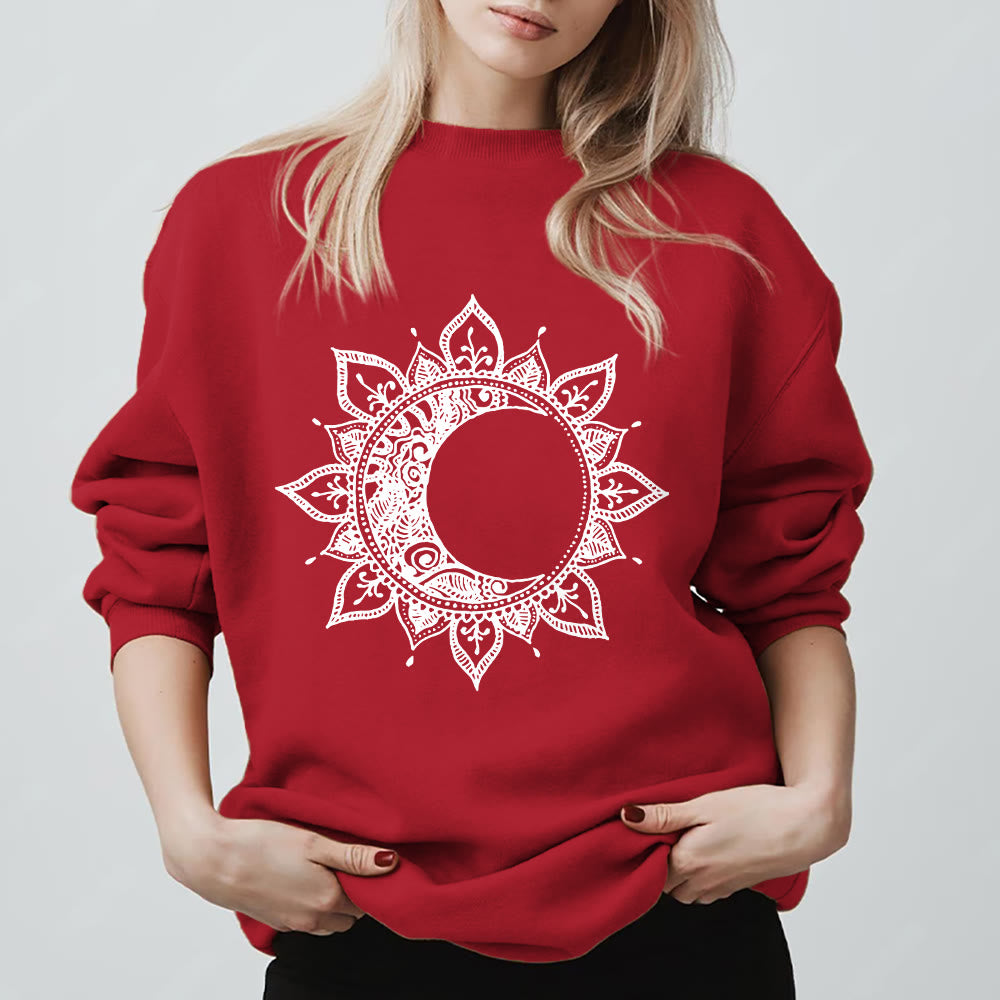 Sweat-shirt Olivenorma Mandala Soleil et Lune Boho Méditation Spirituelle - Rouge - 2XL - image 0