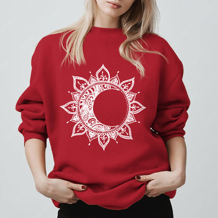 Sweat-shirt Olivenorma Mandala Soleil et Lune Boho Méditation Spirituelle - Rouge - 2XL - image 0