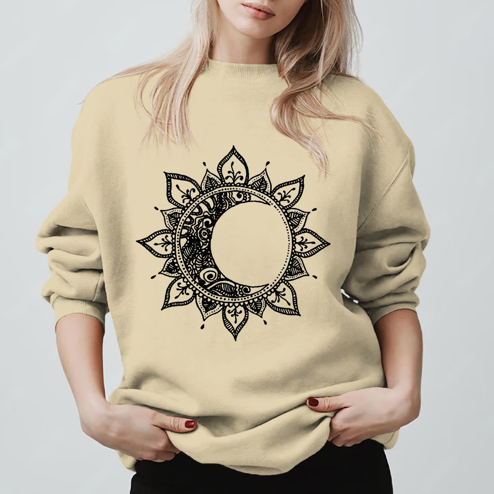 Sweat-shirt Olivenorma Mandala Soleil et Lune Boho Méditation Spirituelle - Jaune clair - 2XL - image 3