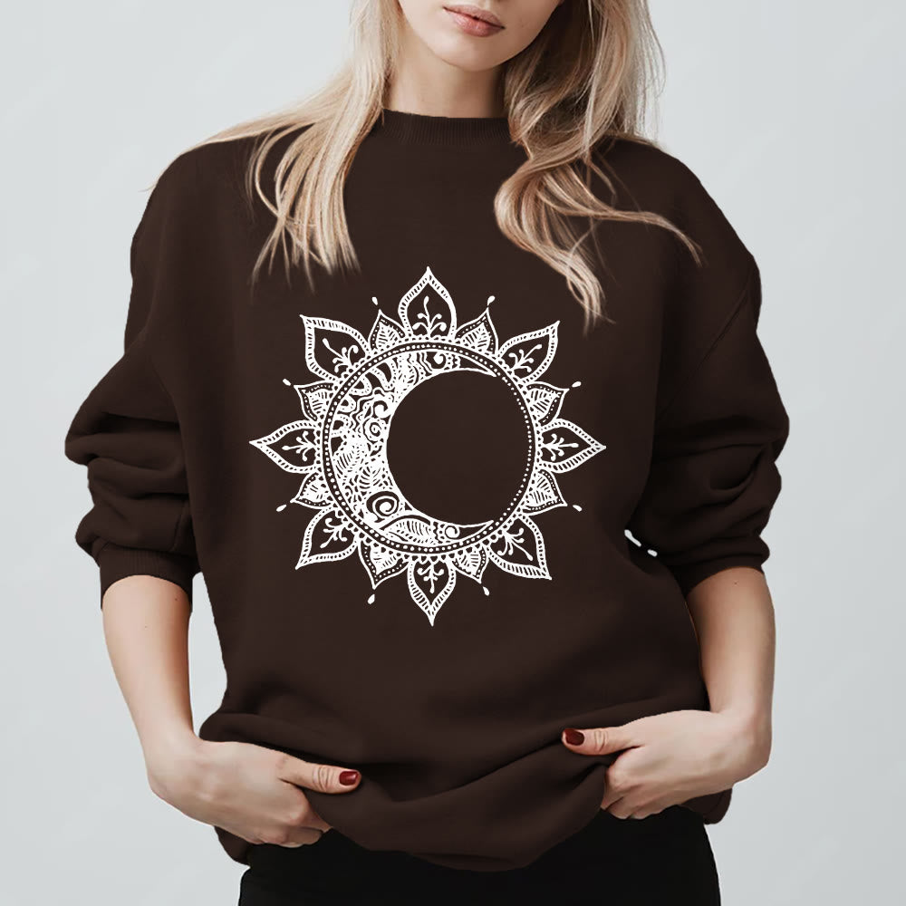 Sweat-shirt Olivenorma Mandala Soleil et Lune Boho Méditation Spirituelle - Brun - 2XL - image 5