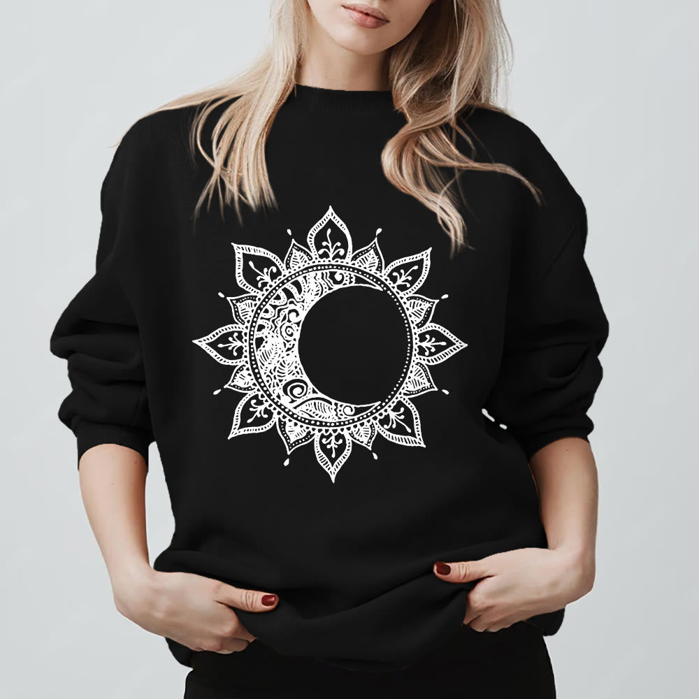 Sweat-shirt Olivenorma Mandala Soleil et Lune Boho Méditation Spirituelle - Noir - 2XL - image 7
