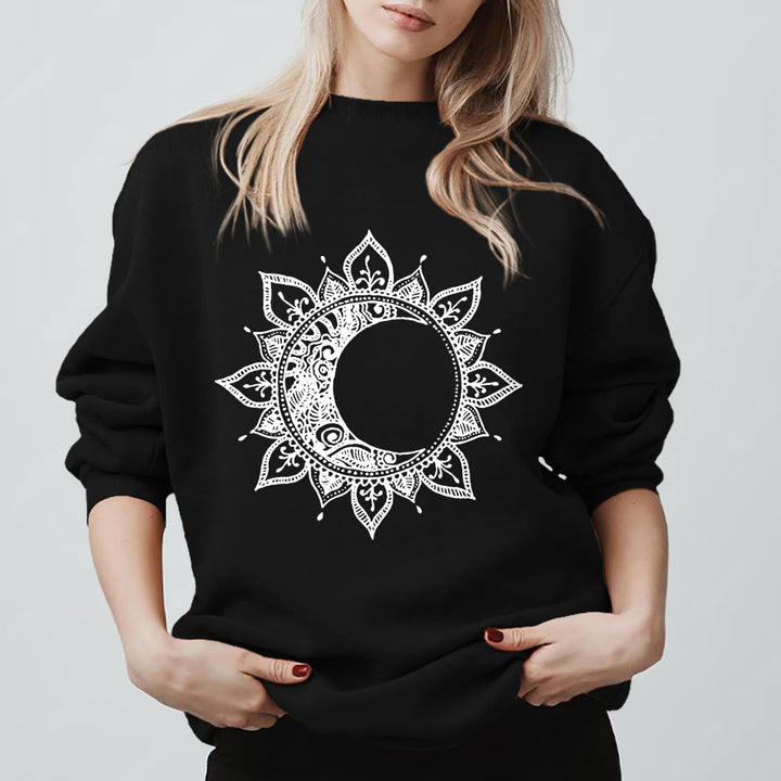 Sweat-shirt Olivenorma Mandala Soleil et Lune Boho Méditation Spirituelle - Noir - 2XL - image 7