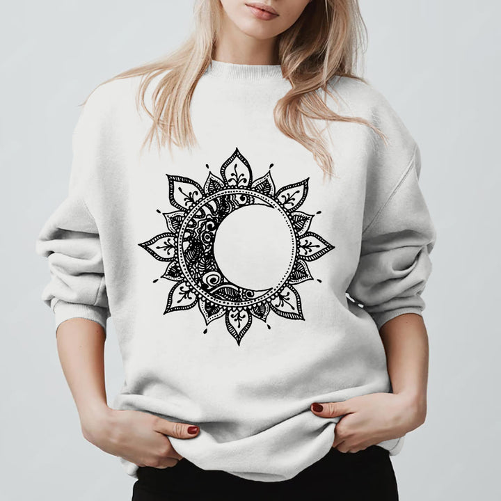 Sweat-shirt Olivenorma Mandala Soleil et Lune Boho Méditation Spirituelle - Blanc - 2XL - image 11