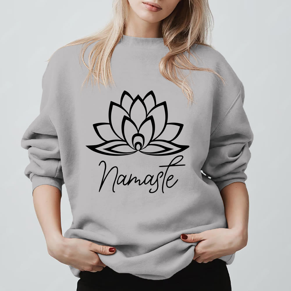 Olivenorma Namaste Lotus Yoga Méditation Pleine Conscience Sweatshirt - Gris - 2XL - image 0
