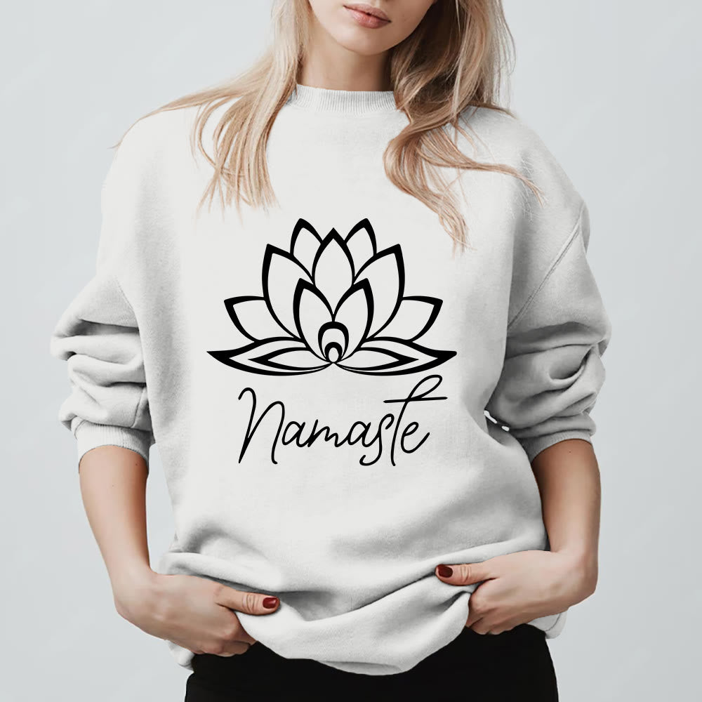 Olivenorma Namaste Lotus Yoga Méditation Pleine Conscience Sweatshirt - Blanc - 2XL - image 9