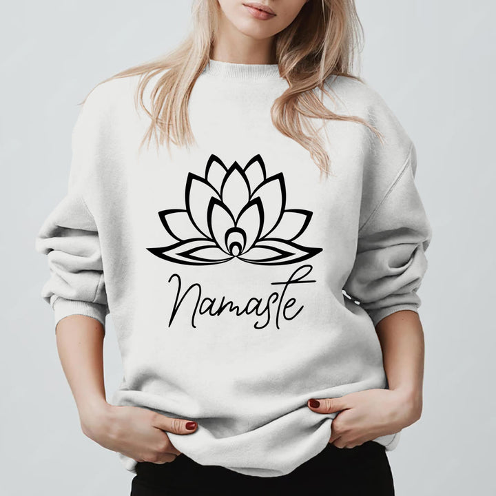 Olivenorma Namaste Lotus Yoga Méditation Pleine Conscience Sweatshirt - Blanc - 2XL - image 9