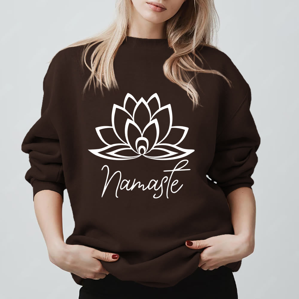 Olivenorma Namaste Lotus Yoga Méditation Pleine Conscience Sweatshirt - Brun - 2XL - image 5