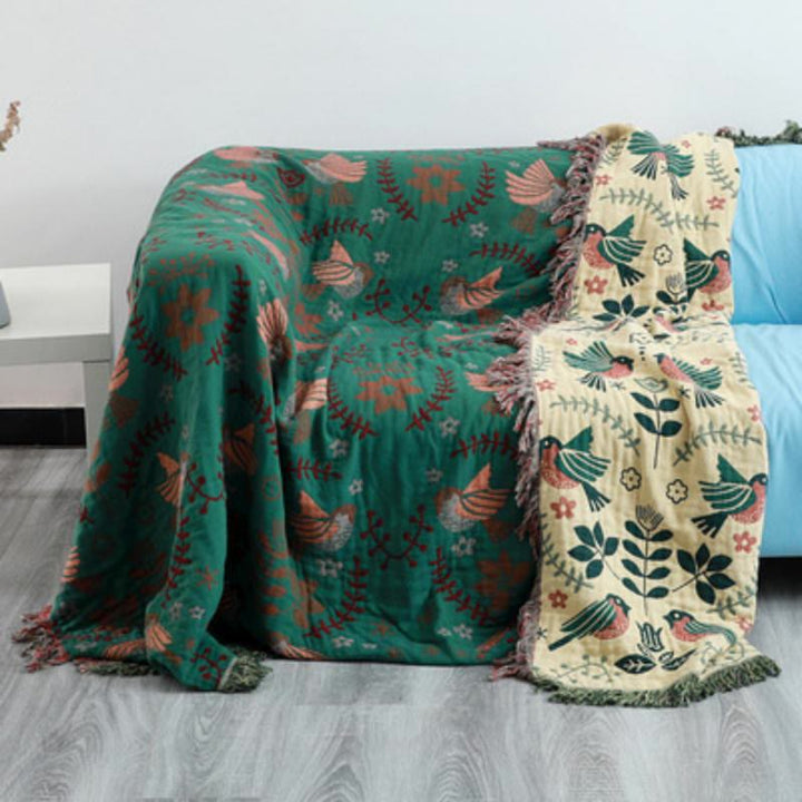 Couverture d'art nordique Olivenorma Spring Bird - Vert - 230*250 cm - image 0
