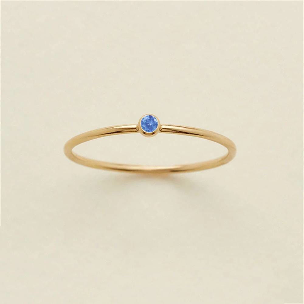 Bague fine de naissance Olivenorma avec pierre de naissance pour 12 mois - Mars - 7 - image 11