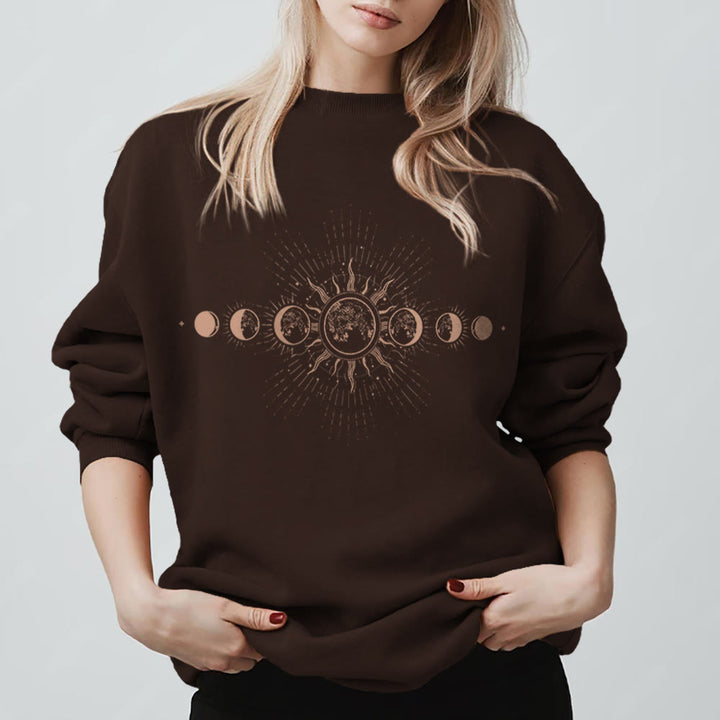 Sweat-shirt bohème Olivenorma Lune et Soleil Célestes - Brun - 2XL - image 7